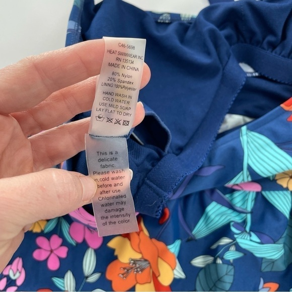 Heat Swimwear Womens Blue Floral SwimSuit Tankini SIZE Medium - Picture 8 of 9